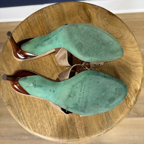 Donald J. Pliner Couture Distressed Tan/Silver Metallic Slide Heels, Size 10 - Picture 7 of 8